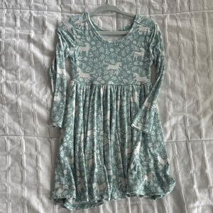 Little Sleepies Green and White Patterned Dress